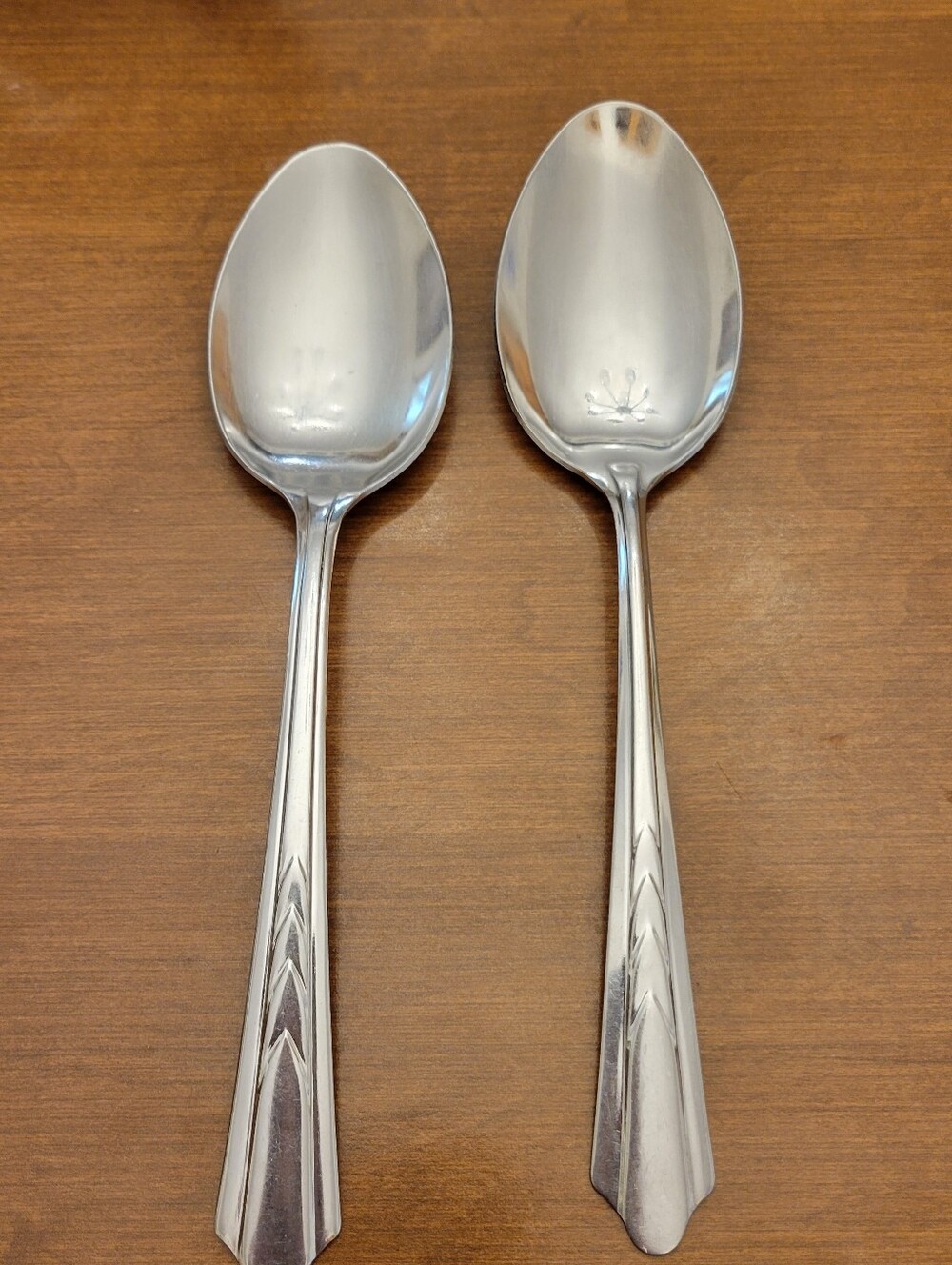 2 Ekco Chevron Pattern Stainless Steel Serving Spoons